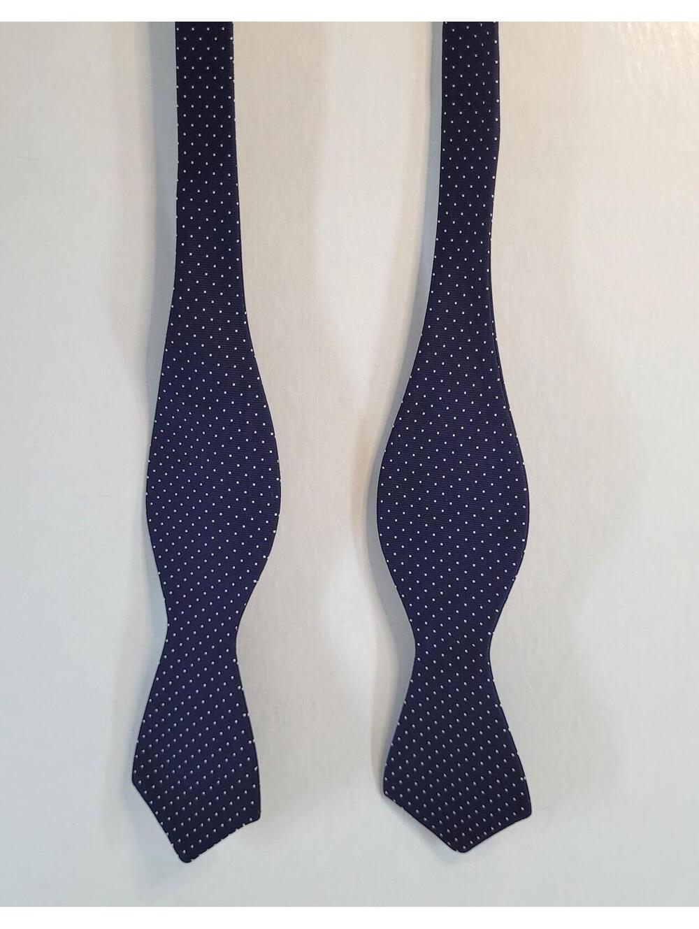 J.Crew Self-Tie Bow Tie Navy Blue White Polka Dot Adjustable Freestyle Men's